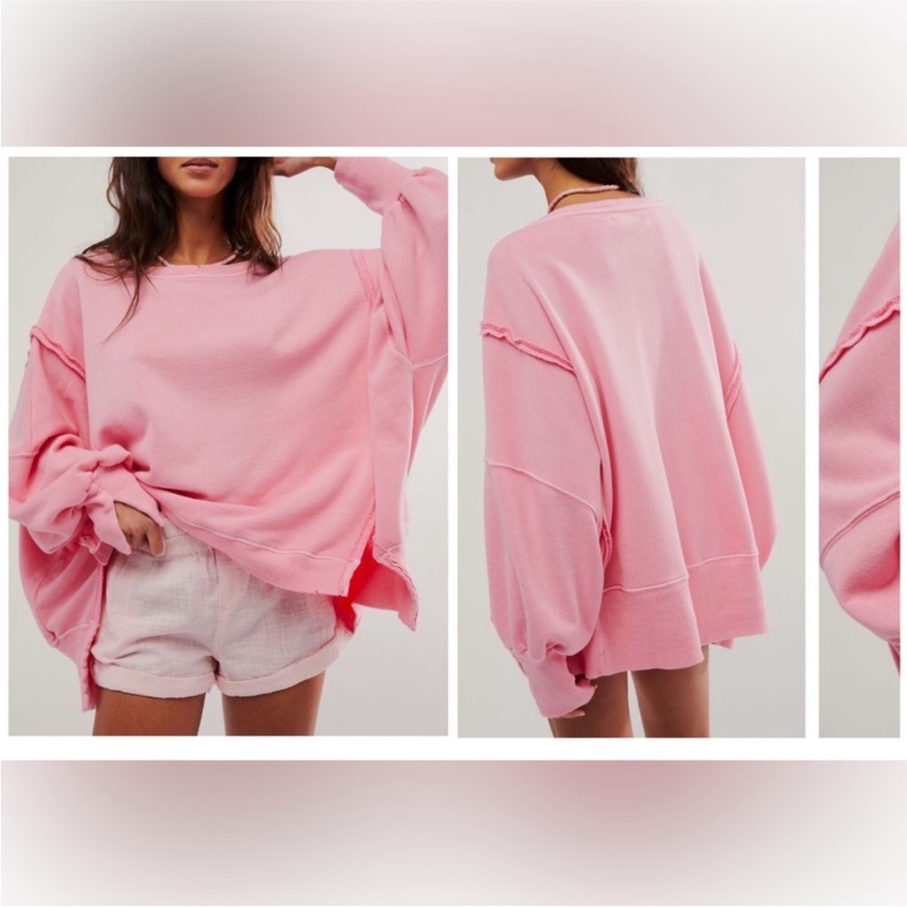 Free People Oversized Pink Sweatshirt